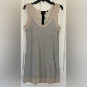 Poleci Sleeveless Tank Sheath Bodycon Dress Heathered Gray & Tan Size Medium
